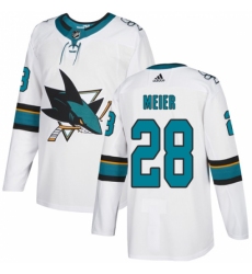 Men's Adidas San Jose Sharks #28 Timo Meier White Road Authentic Stitched NHL Jersey