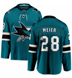 Men's San Jose Sharks #28 Timo Meier Fanatics Branded Teal Green Home Breakaway NHL Jersey