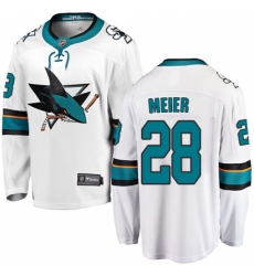 Men's San Jose Sharks #28 Timo Meier Fanatics Branded White Away Breakaway NHL Jersey