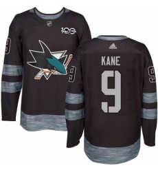 Men's Adidas San Jose Sharks #9 Evander Kane Authentic Black 1917-2017 100th Anniversary NHL Jersey