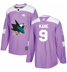 Men's Adidas San Jose Sharks #9 Evander Kane Authentic Purple Fights Cancer Practice NHL Jersey