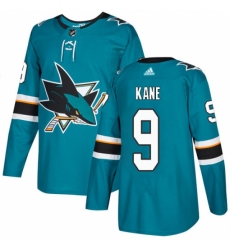 Men's Adidas San Jose Sharks #9 Evander Kane Authentic Teal Green Home NHL Jersey