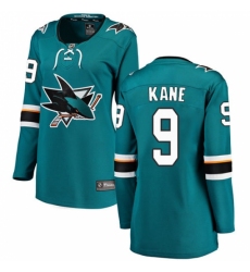 Women's San Jose Sharks #9 Evander Kane Fanatics Branded Teal Green Home Breakaway NHL Jersey