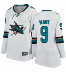 Women's San Jose Sharks #9 Evander Kane Fanatics Branded White Away Breakaway NHL Jersey
