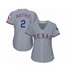 Women's Texas Rangers #2 Jeff Mathis Authentic Grey Road Cool Base Baseball Player Jersey