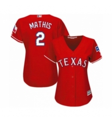 Women's Texas Rangers #2 Jeff Mathis Authentic Red Alternate Cool Base Baseball Player Jersey