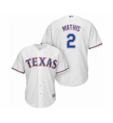 Youth Texas Rangers #2 Jeff Mathis Authentic White Home Cool Base Baseball Player Jersey
