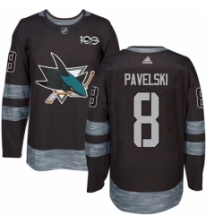 Men's Adidas San Jose Sharks #8 Joe Pavelski Authentic Black 1917-2017 100th Anniversary NHL Jersey