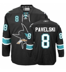 Men's Reebok San Jose Sharks #8 Joe Pavelski Authentic Black Third NHL Jersey