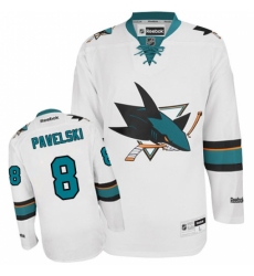 Men's Reebok San Jose Sharks #8 Joe Pavelski Authentic White Away NHL Jersey