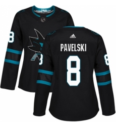 Women's Adidas San Jose Sharks #8 Joe Pavelski Premier Black Alternate NHL Jersey