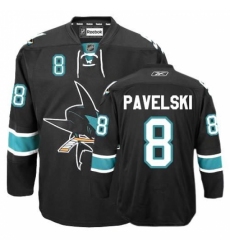 Women's Reebok San Jose Sharks #8 Joe Pavelski Authentic Black Third NHL Jersey