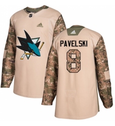 Youth Adidas San Jose Sharks #8 Joe Pavelski Authentic Camo Veterans Day Practice NHL Jersey