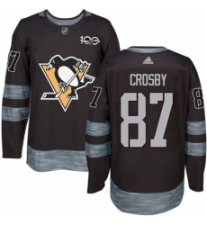 Men's Adidas Pittsburgh Penguins #87 Sidney Crosby Authentic Black 1917-2017 100th Anniversary NHL Jersey