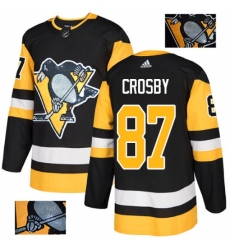 Men's Adidas Pittsburgh Penguins #87 Sidney Crosby Authentic Black Fashion Gold NHL Jersey