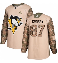 Men's Adidas Pittsburgh Penguins #87 Sidney Crosby Authentic Camo Veterans Day Practice NHL Jersey