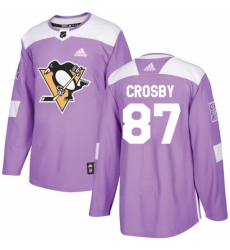Men's Adidas Pittsburgh Penguins #87 Sidney Crosby Authentic Purple Fights Cancer Practice NHL Jersey