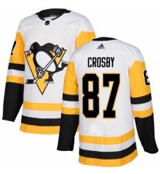 Men's Adidas Pittsburgh Penguins #87 Sidney Crosby Authentic White Away NHL Jersey
