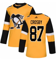 Men's Adidas Pittsburgh Penguins #87 Sidney Crosby Premier Gold Alternate NHL Jersey