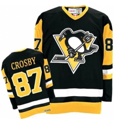 Men's CCM Pittsburgh Penguins #87 Sidney Crosby Authentic Black Throwback NHL Jersey