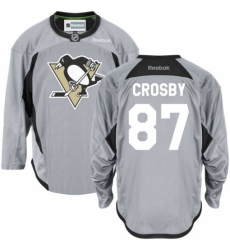 Men's Reebok Pittsburgh Penguins #87 Sidney Crosby Premier Grey Practice NHL Jersey