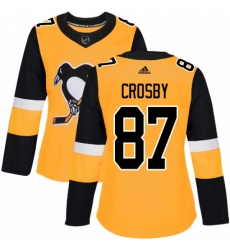 Women's Adidas Pittsburgh Penguins #87 Sidney Crosby Authentic Gold Alternate NHL Jersey