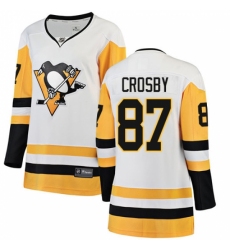 Women's Pittsburgh Penguins #87 Sidney Crosby Authentic White Away Fanatics Branded Breakaway NHL Jersey