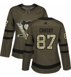Women's Reebok Pittsburgh Penguins #87 Sidney Crosby Authentic Green Salute to Service NHL Jersey
