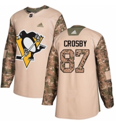 Youth Adidas Pittsburgh Penguins #87 Sidney Crosby Authentic Camo Veterans Day Practice NHL Jersey