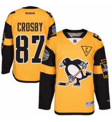 Youth Reebok Pittsburgh Penguins #87 Sidney Crosby Authentic Gold 2017 Stadium Series NHL Jersey
