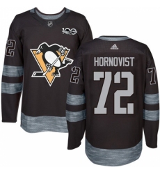 Men's Adidas Pittsburgh Penguins #72 Patric Hornqvist Authentic Black 1917-2017 100th Anniversary NHL Jersey
