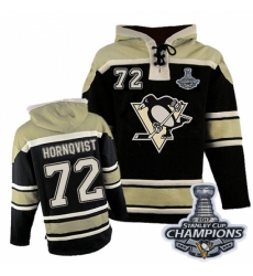 Men's Old Time Hockey Pittsburgh Penguins #72 Patric Hornqvist Premier Black Sawyer Hooded Sweatshirt 2017 Stanley Cup Champions