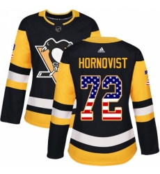 Women's Adidas Pittsburgh Penguins #72 Patric Hornqvist Authentic Black USA Flag Fashion NHL Jersey