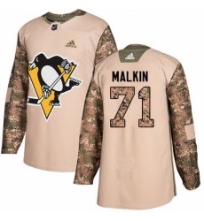 Men's Adidas Pittsburgh Penguins #71 Evgeni Malkin Authentic Camo Veterans Day Practice NHL Jersey