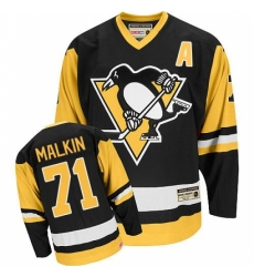 Men's CCM Pittsburgh Penguins #71 Evgeni Malkin Authentic Black Throwback NHL Jersey