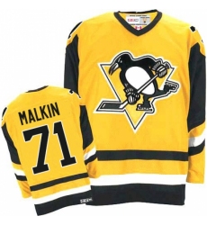 Men's CCM Pittsburgh Penguins #71 Evgeni Malkin Authentic Gold Throwback NHL Jersey
