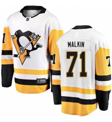 Men's Pittsburgh Penguins #71 Evgeni Malkin Fanatics Branded White Away Breakaway NHL Jersey