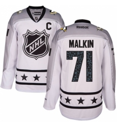 Men's Reebok Pittsburgh Penguins #71 Evgeni Malkin Authentic White Metropolitan Division 2017 All-Star NHL Jersey