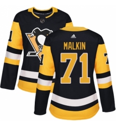 Women's Adidas Pittsburgh Penguins #71 Evgeni Malkin Authentic Black Home NHL Jersey