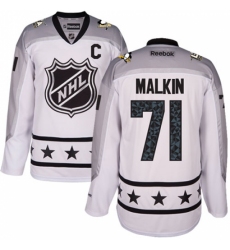 Women's Reebok Pittsburgh Penguins #71 Evgeni Malkin Premier White Metropolitan Division 2017 All-Star NHL Jersey