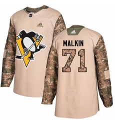 Youth Adidas Pittsburgh Penguins #71 Evgeni Malkin Authentic Camo Veterans Day Practice NHL Jersey