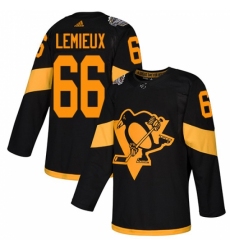 Men's Adidas Pittsburgh Penguins #66 Mario Lemieux Black Authentic 2019 Stadium Series Stitched NHL Jersey