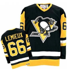 Men's CCM Pittsburgh Penguins #66 Mario Lemieux Authentic Black Throwback NHL Jersey