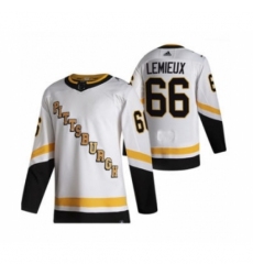 Men's Pittsburgh Penguins #66 Mario Lemieux White 2020-21 Reverse Retro Alternate Hockey Jersey