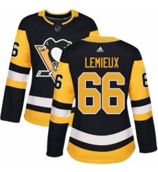 Women's Adidas Pittsburgh Penguins #66 Mario Lemieux Authentic Black Home NHL Jersey