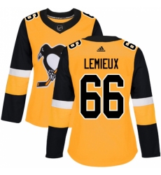 Women's Adidas Pittsburgh Penguins #66 Mario Lemieux Authentic Gold Alternate NHL Jersey