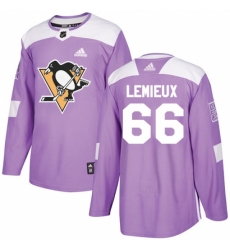 Youth Adidas Pittsburgh Penguins #66 Mario Lemieux Authentic Purple Fights Cancer Practice NHL Jersey