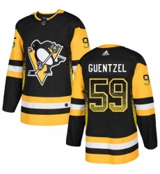 Men's Adidas Pittsburgh Penguins #59 Jake Guentzel Authentic Black Drift Fashion NHL Jersey