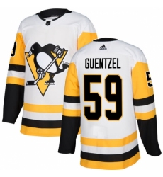 Men's Adidas Pittsburgh Penguins #59 Jake Guentzel Authentic White Away NHL Jersey