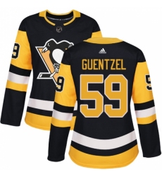 Women's Adidas Pittsburgh Penguins #59 Jake Guentzel Authentic Black Home NHL Jersey